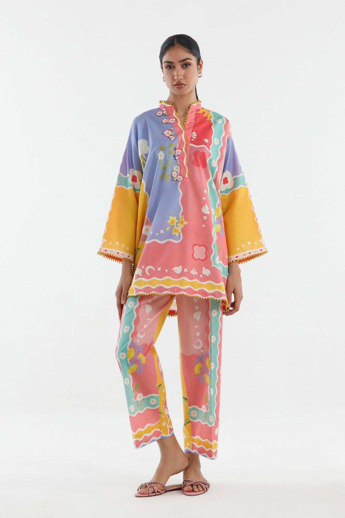 Stitched Printen Lawn Shirt+ Culotte