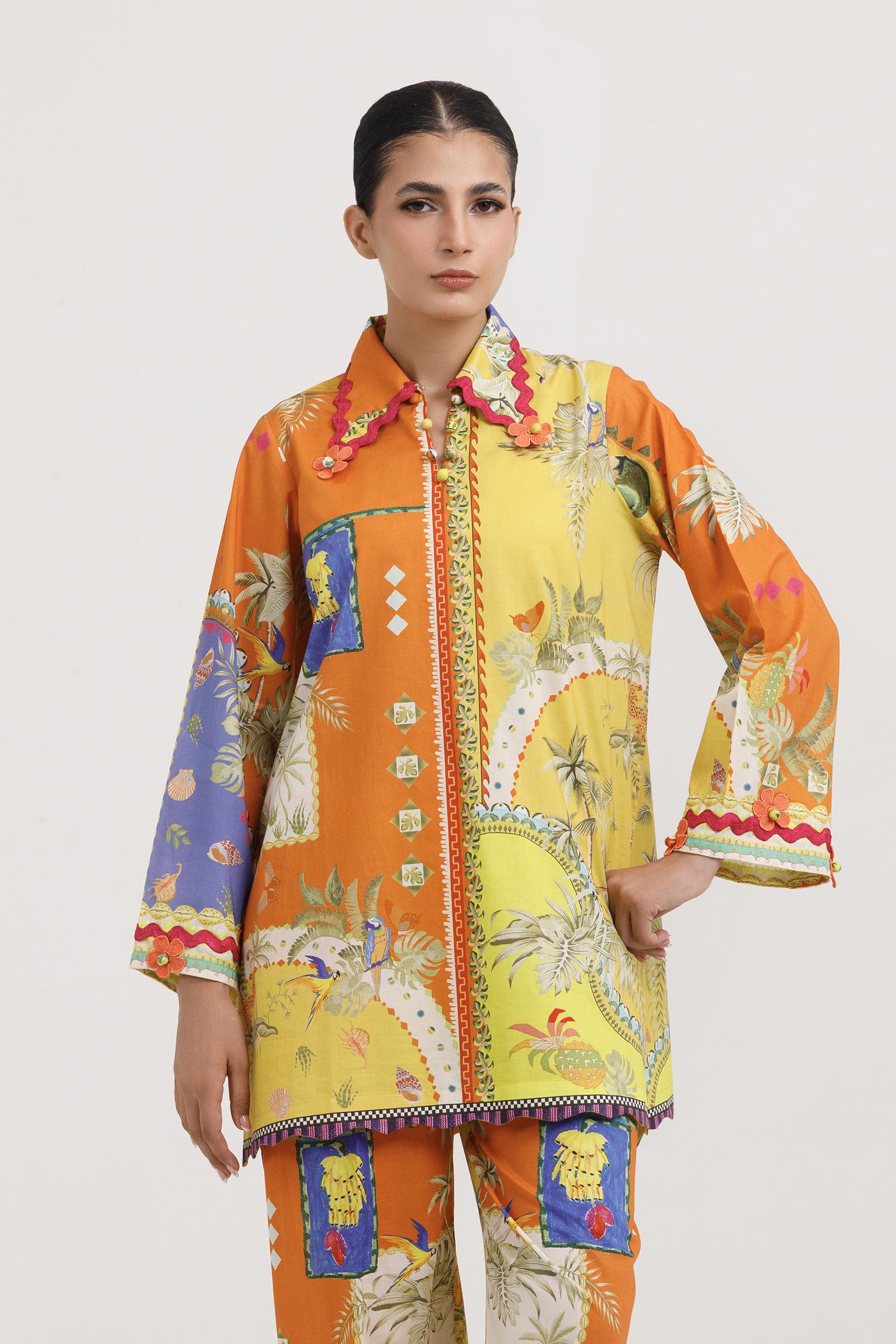 Stitched Printed Lawn Shirt+ Culotte Secondary image