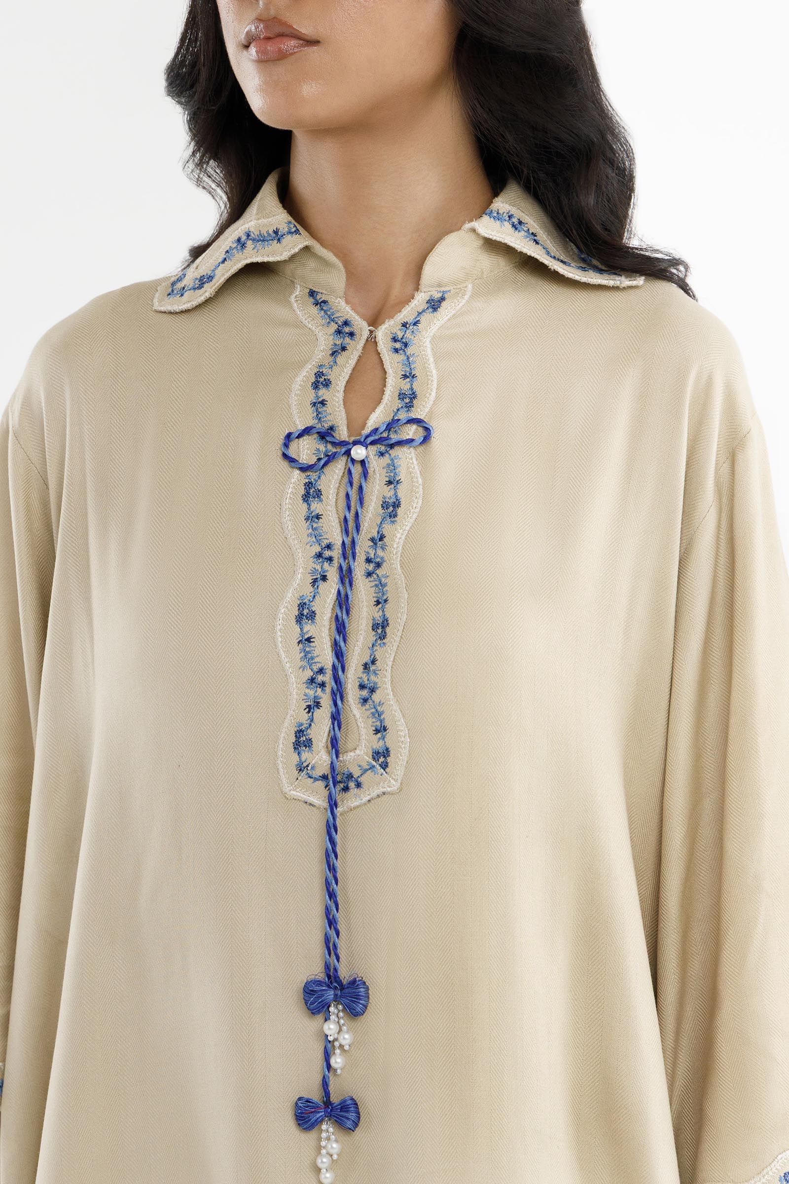 Stitched Embroidered Herringbone Shirt+ Culotte Secondary image