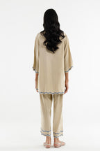 Stitched Embroidered Herringbone Shirt+ Culotte