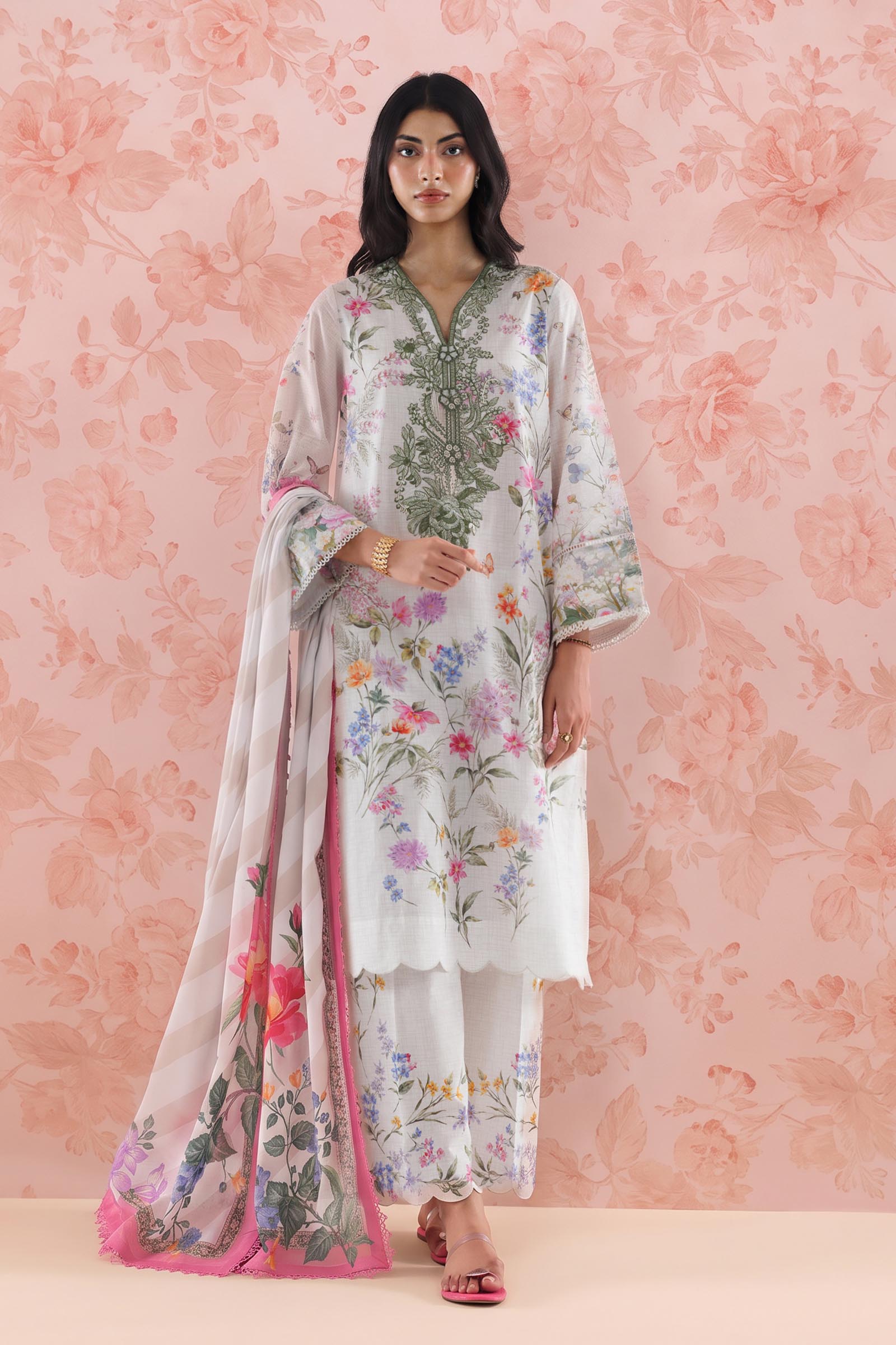 Unstitched Embroidered 3 Piece Lawn Suit