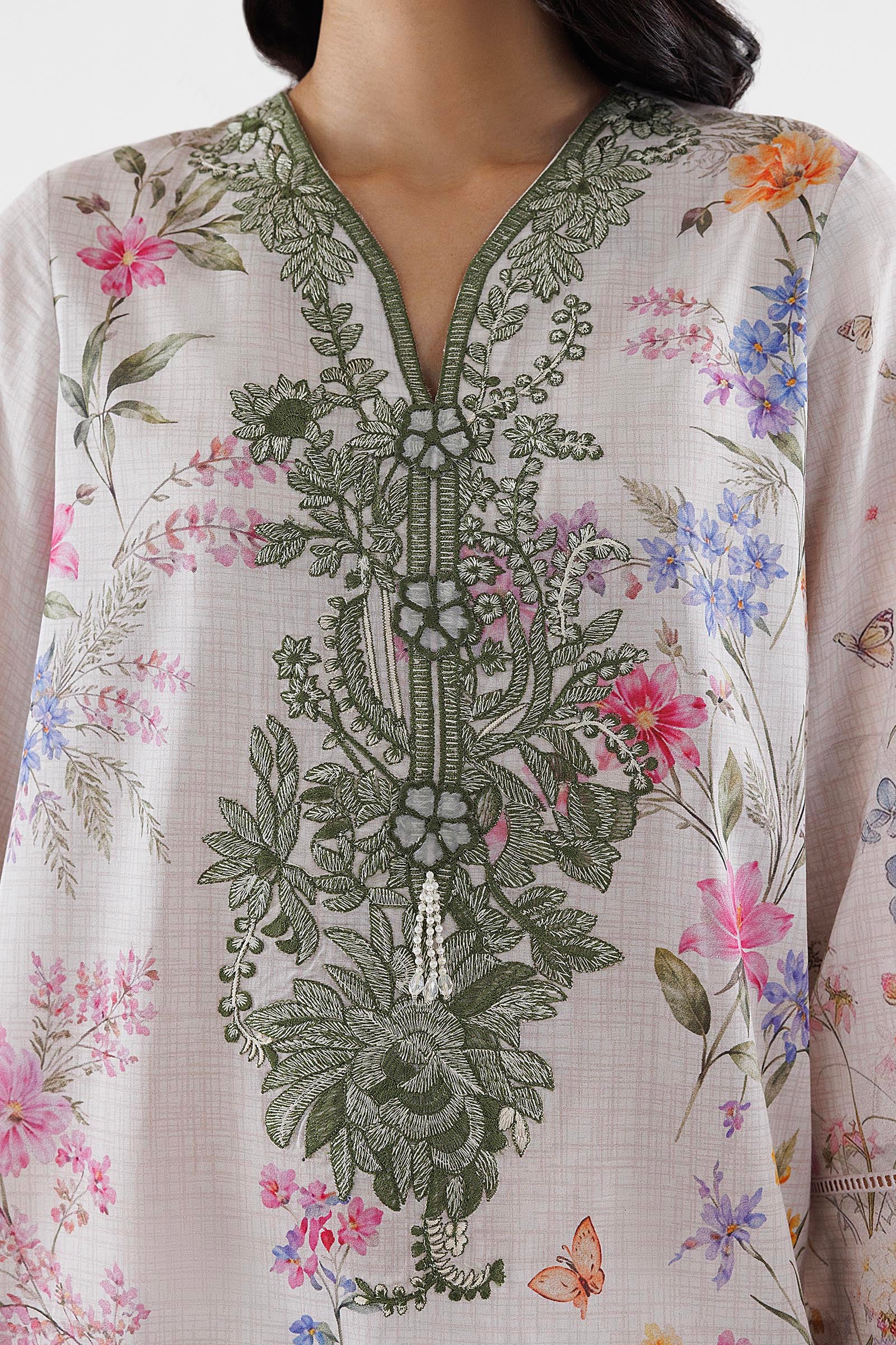 Unstitched Embroidered 3 Piece Lawn Suit
