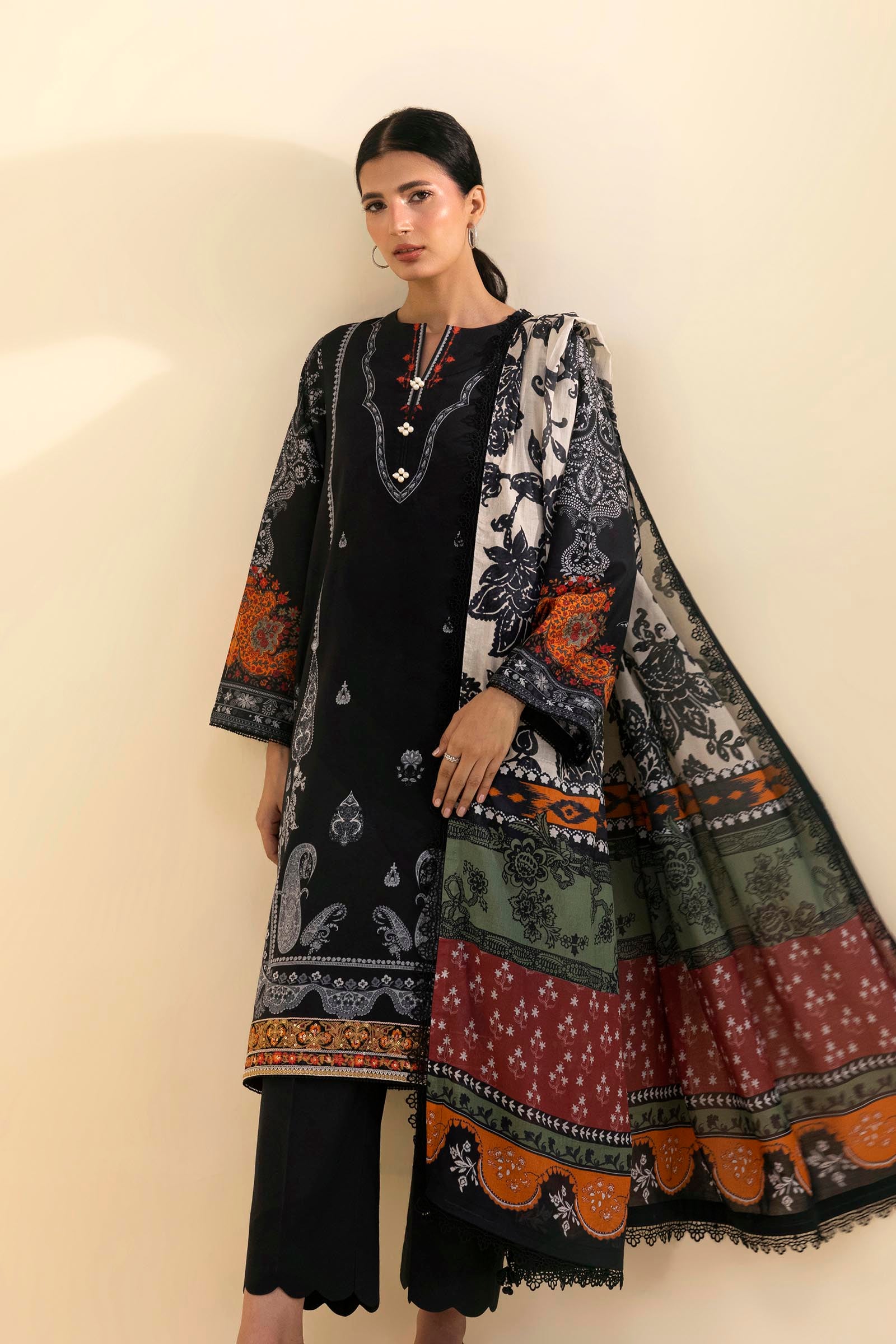 Unstitched Embroidered 3 Piece Lawn Suit