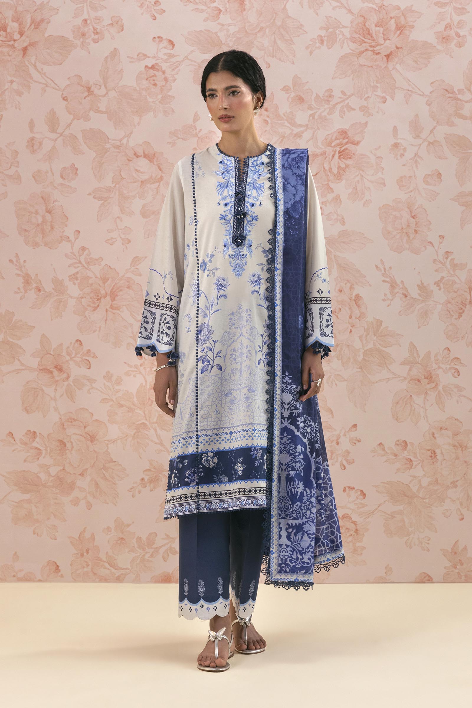 Unstitched Embroidered 3 Piece Lawn Suit