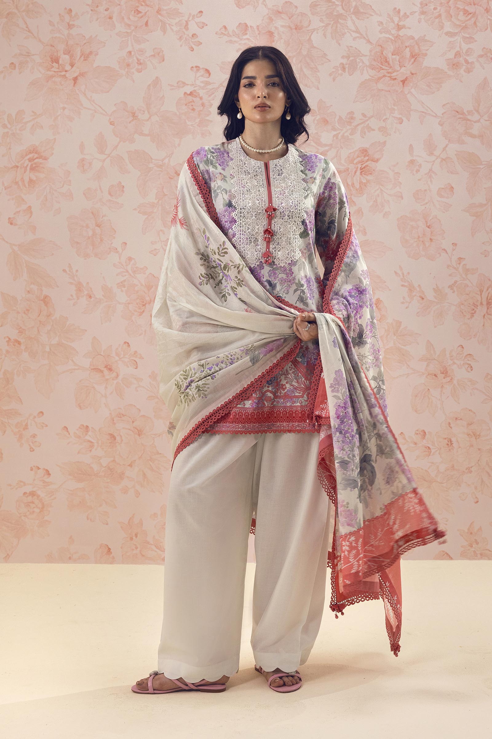 Unstitched Embroidered 3 Piece Lawn Suit Main image