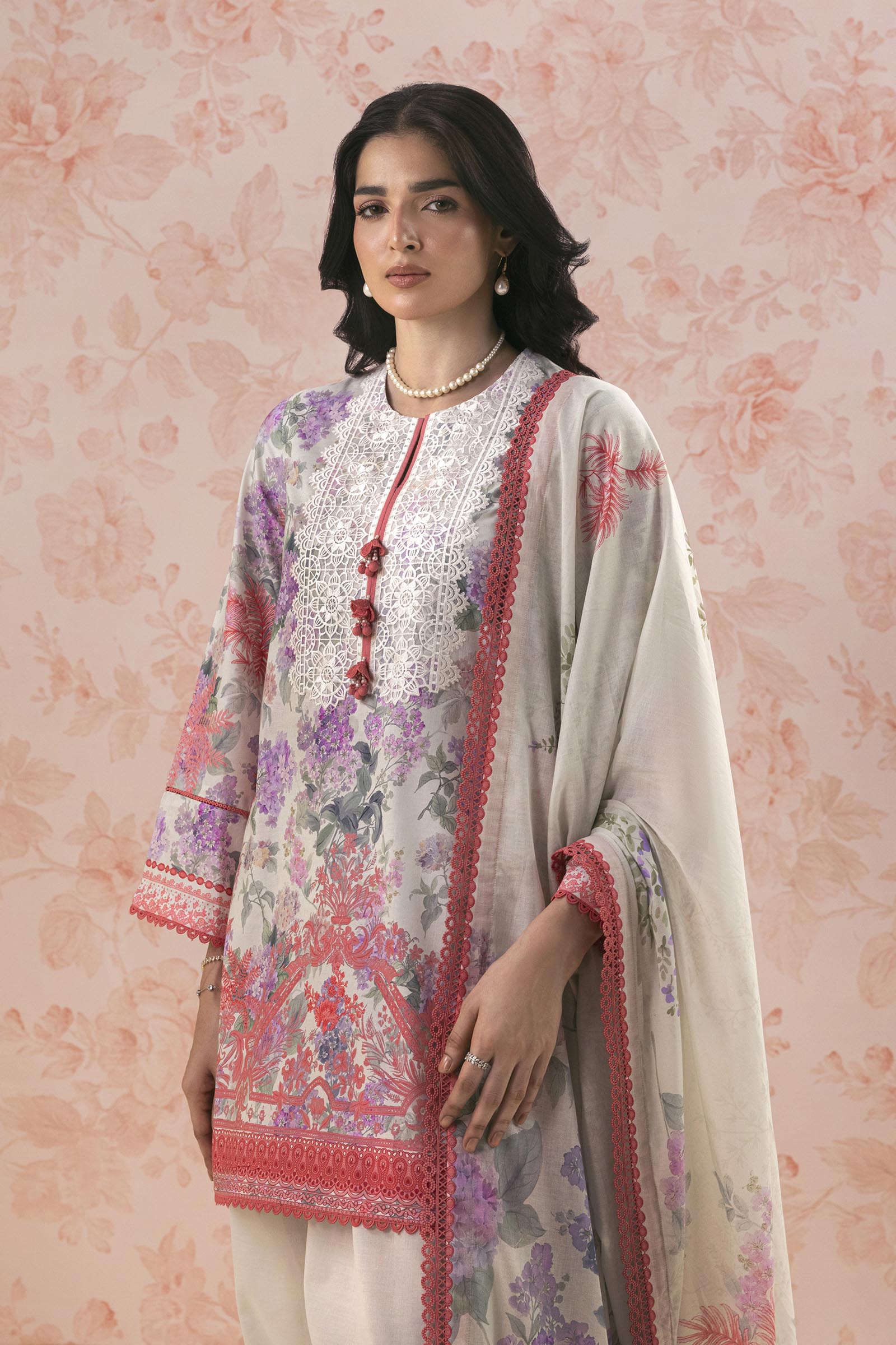 Unstitched Embroidered 3 Piece Lawn Suit Secondary image