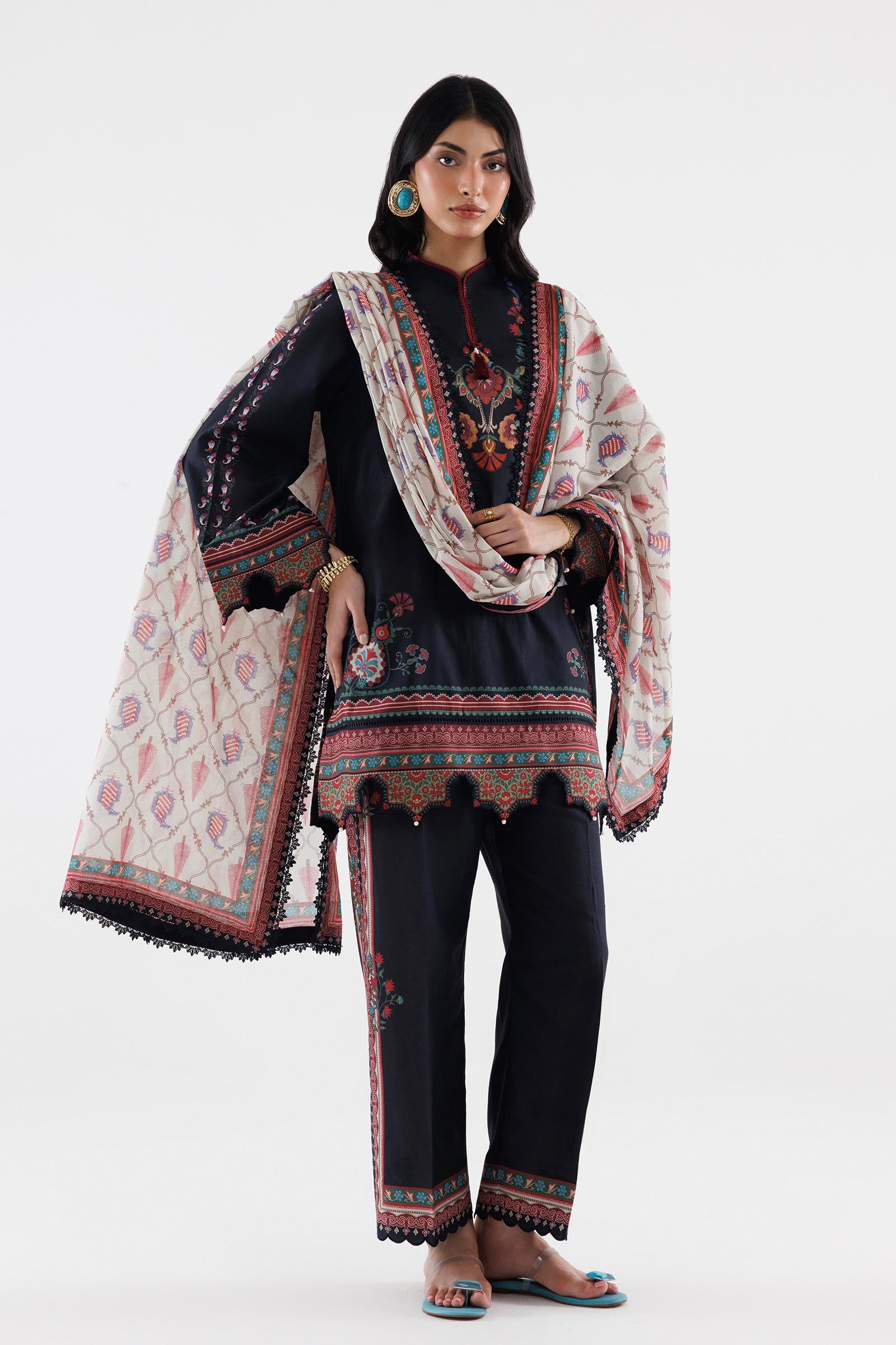 Unstitched Embroidered 3 Piece Lawn Suit