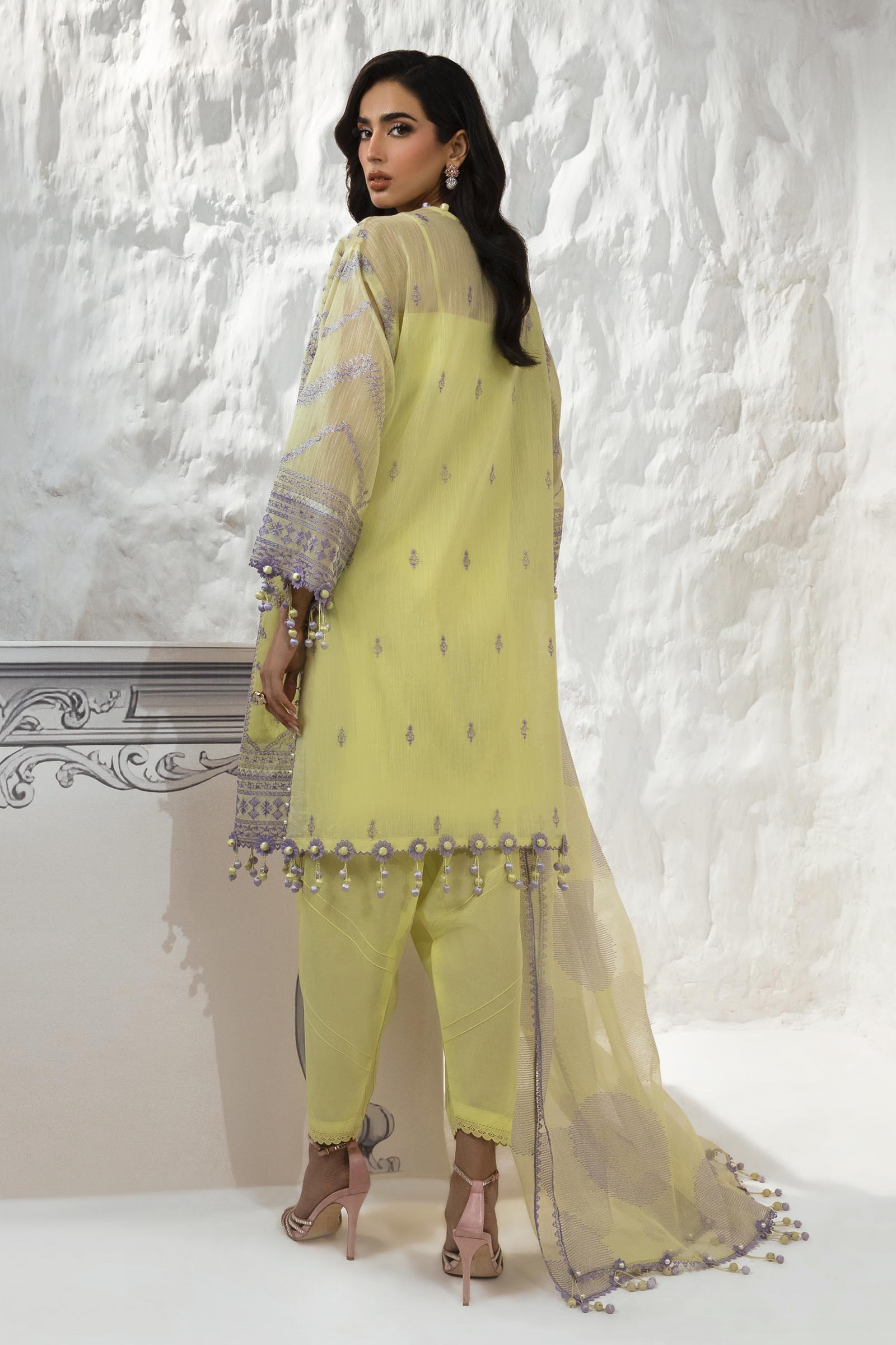 Unstitched 3 Piece Woven Net Suit