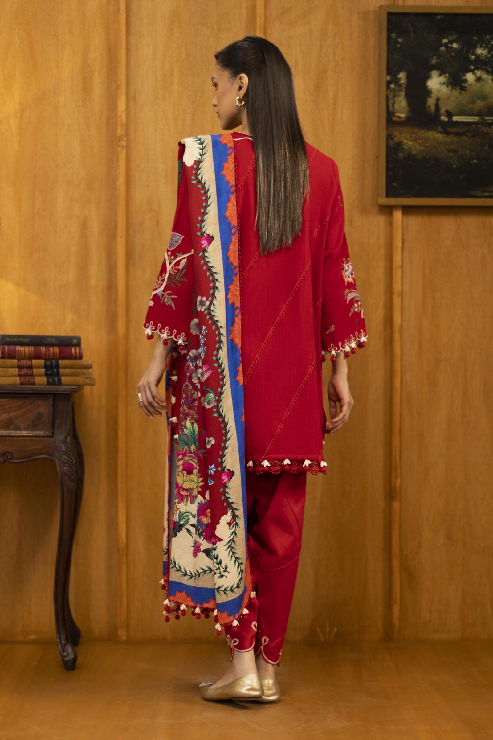 Unstitched Slub Muzlin 3 Piece Suit Secondary image