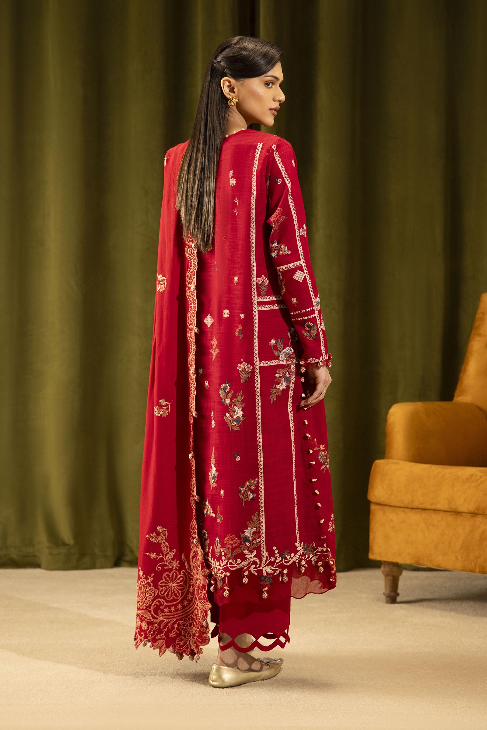 Unstitched Slub Muzlin 3 Piece Suit
