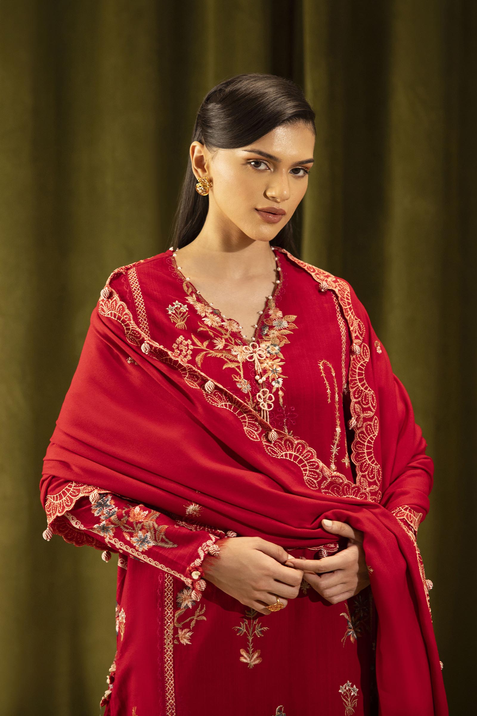 Unstitched Slub Muzlin 3 Piece Suit Secondary image