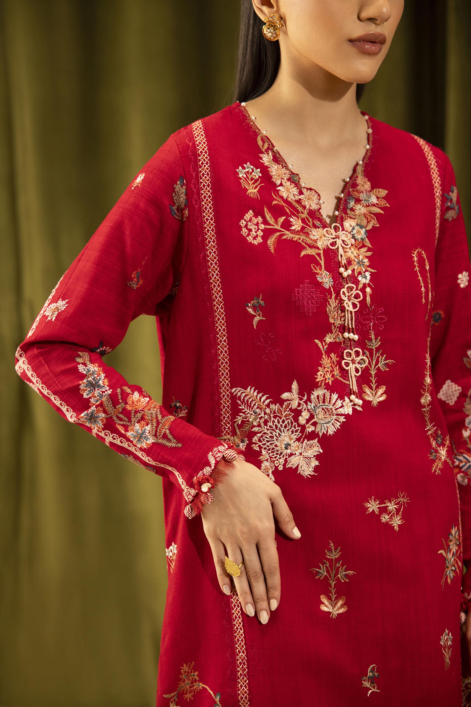 Unstitched Slub Muzlin 3 Piece Suit