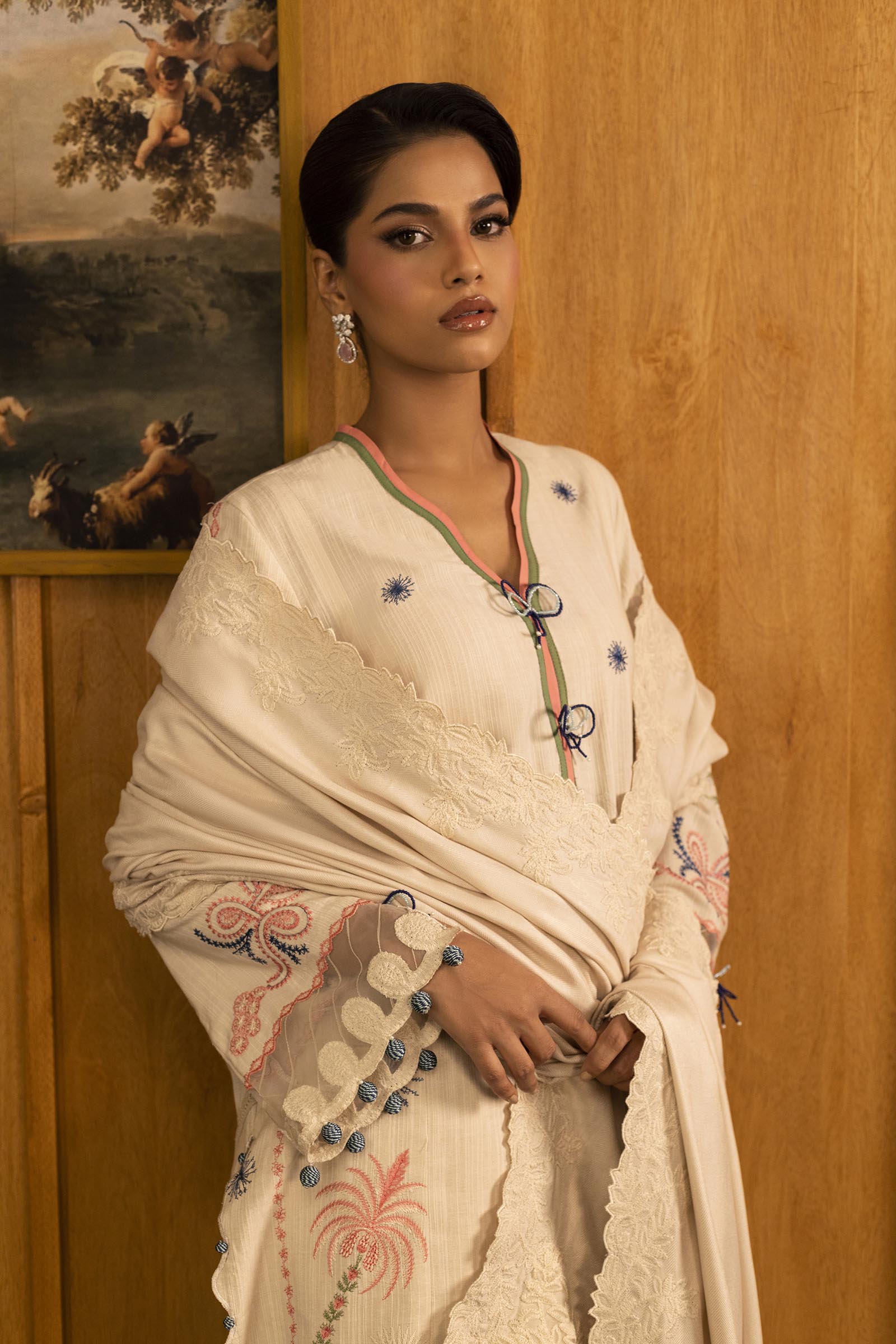 Unstitched Slub Muzlin 3 Piece Suit Secondary image