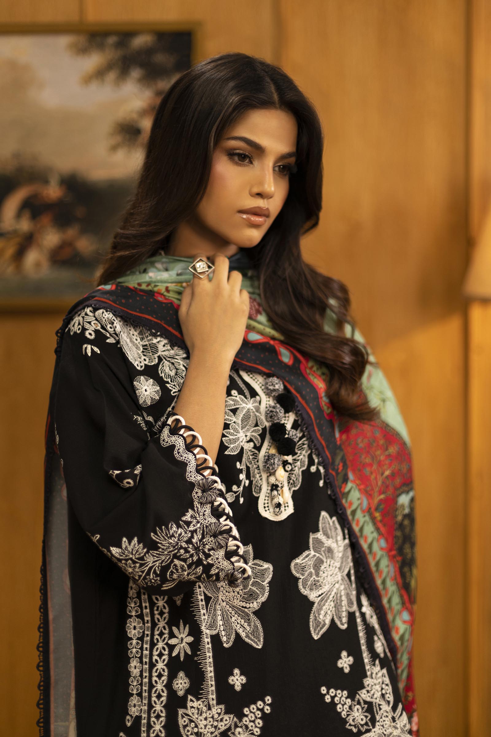 Unstitched Slub Muzlin 3 Piece Suit Secondary image