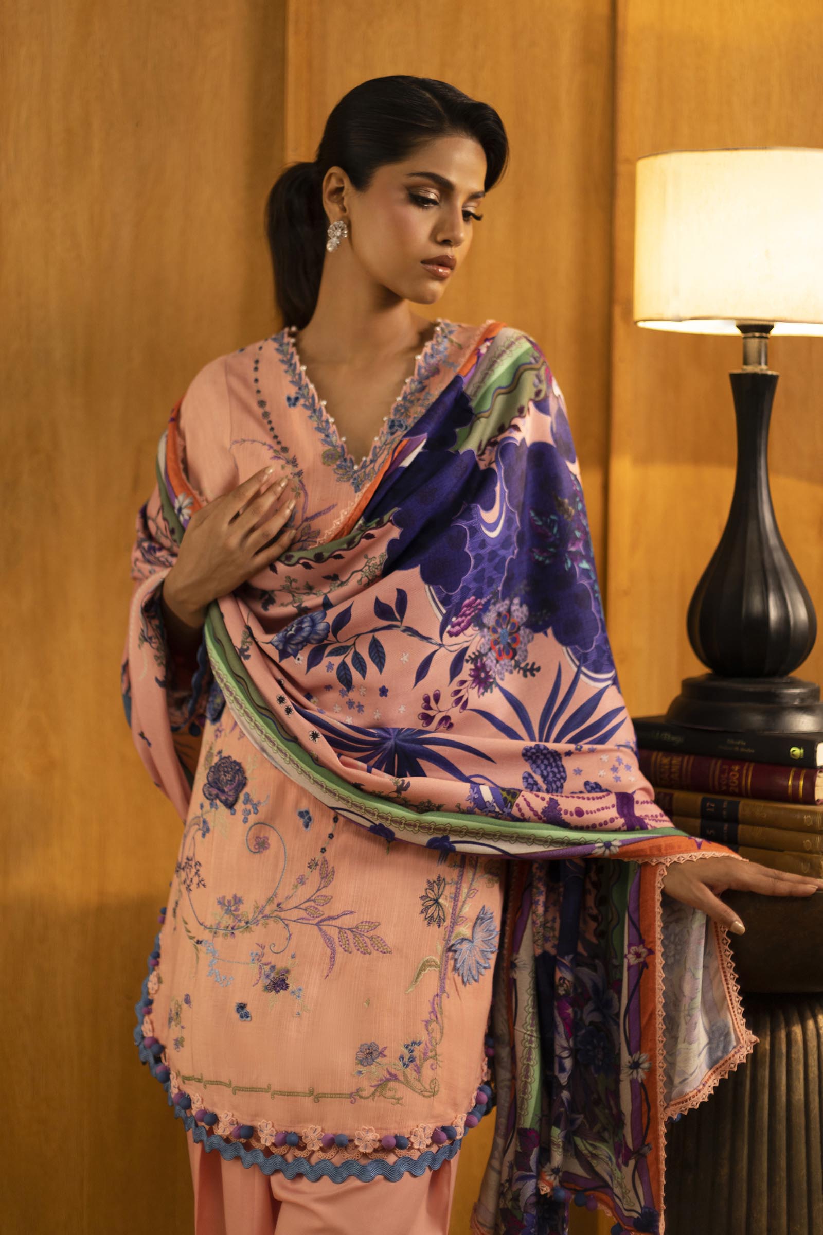 Unstitched Slub Muzlin 3 Piece Suit Secondary image