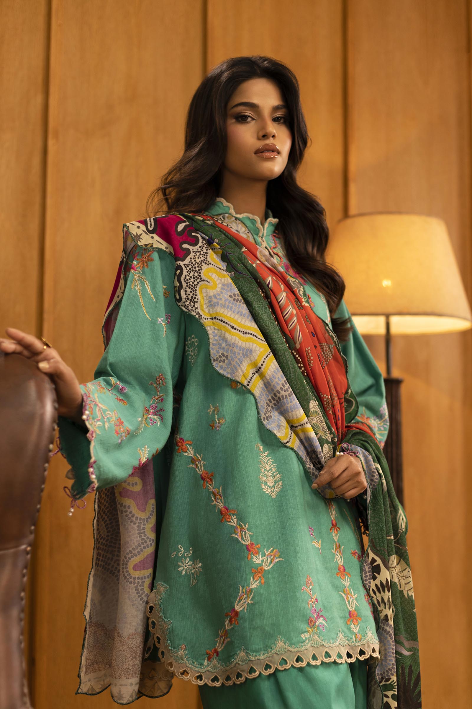 Unstitched Slub Muzlin 3 Piece Suit Secondary image