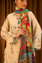 Unstitched Slub Muzlin 3 Piece Suit