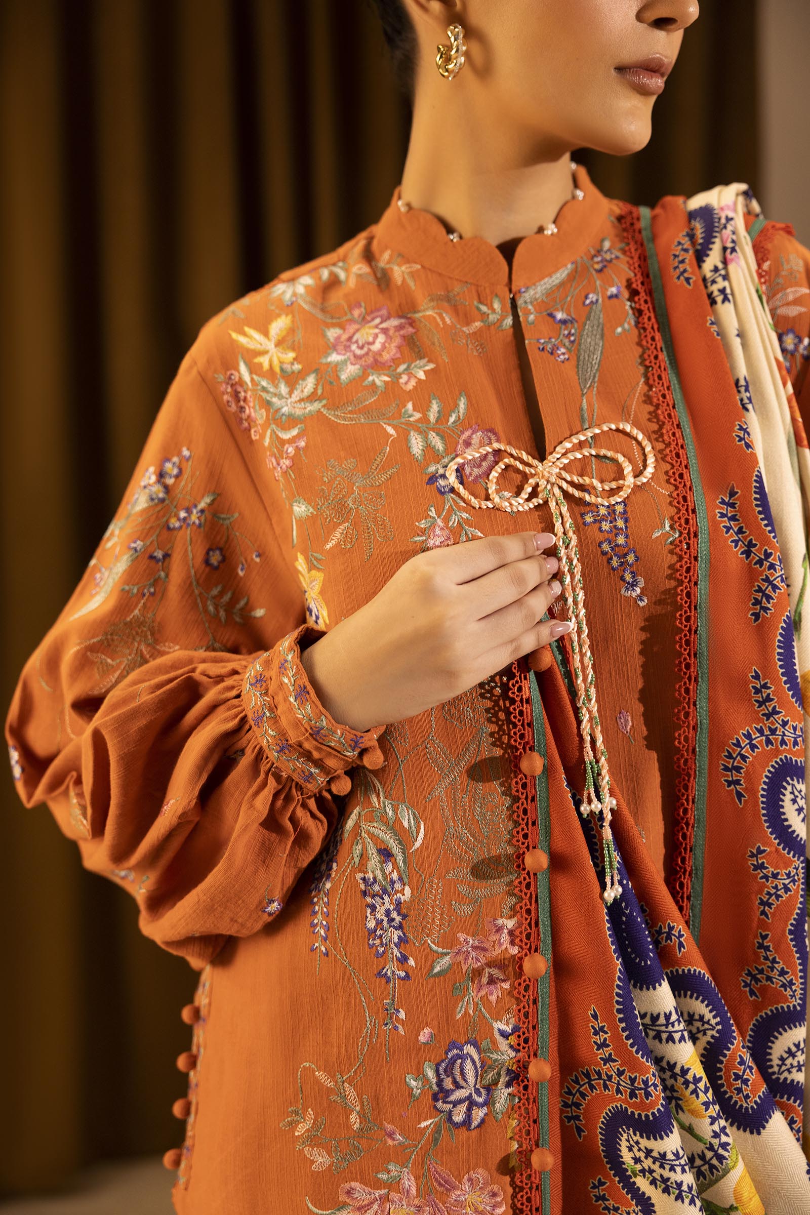 Unstitched Slub Muzlin 3 Piece Suit Secondary image