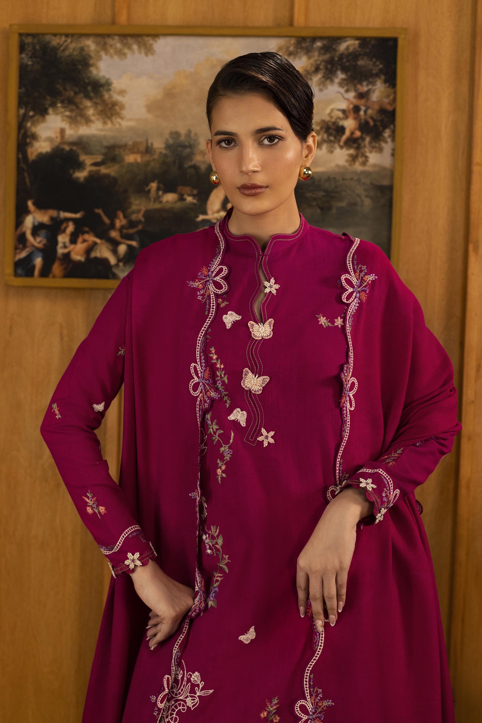 Unstitched Slub Muzlin 3 Piece Suit Secondary image