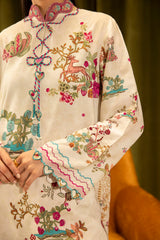 Unstitched Linen Muzlin 3 Piece Suit