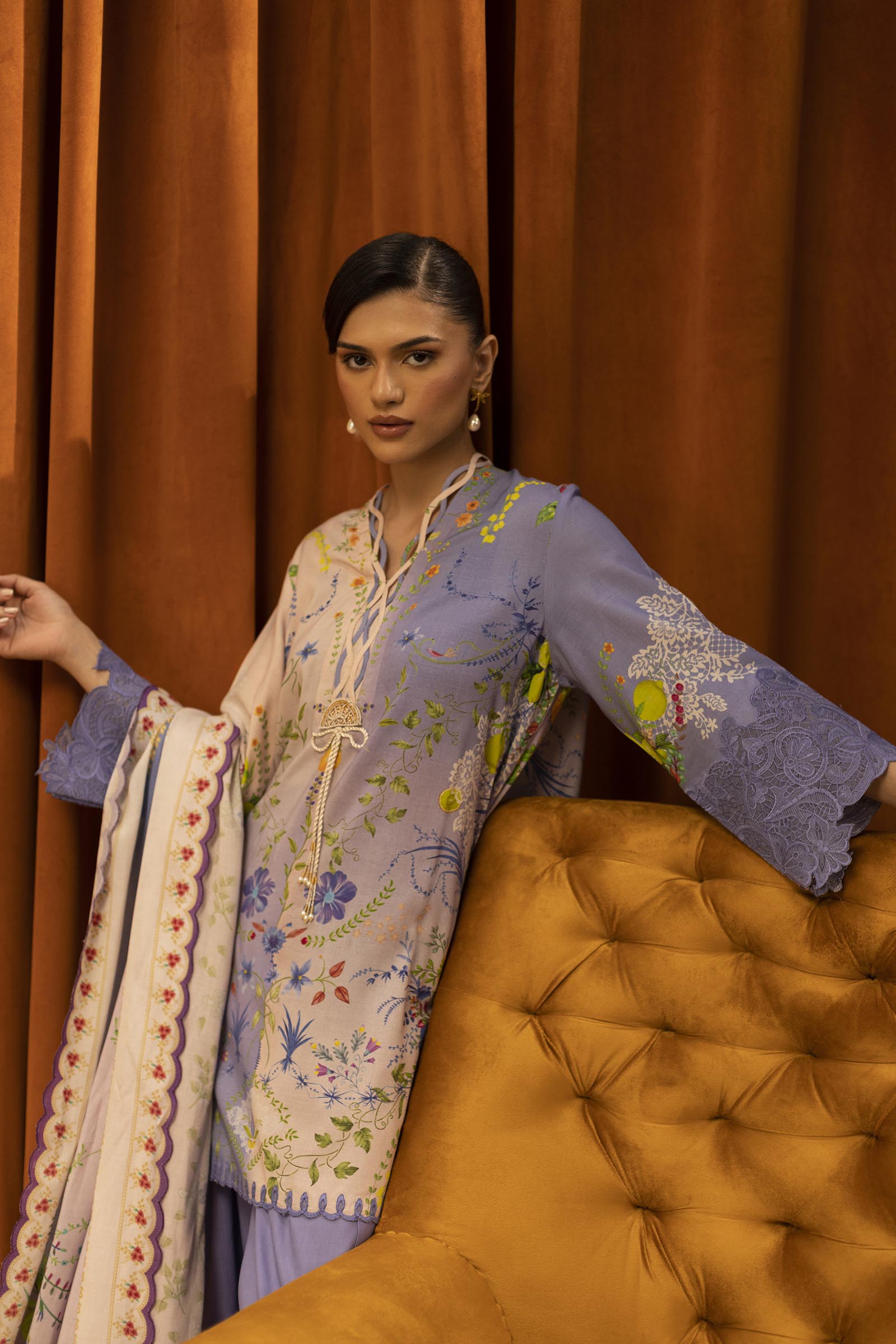 Unstitched Linen Muzlin 3 Piece Suit