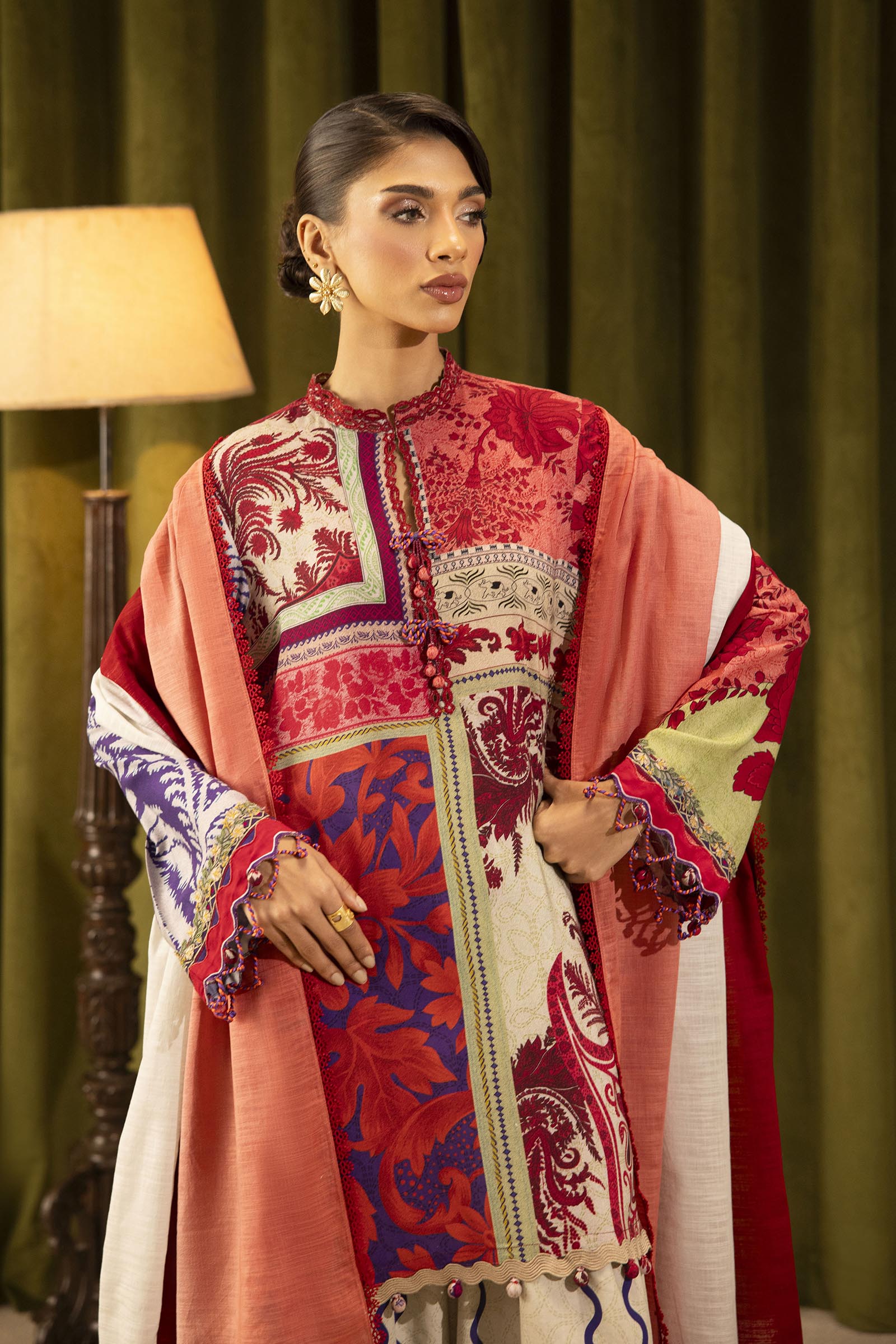 Unstitched Linen Muzlin 3 Piece Suit Secondary image