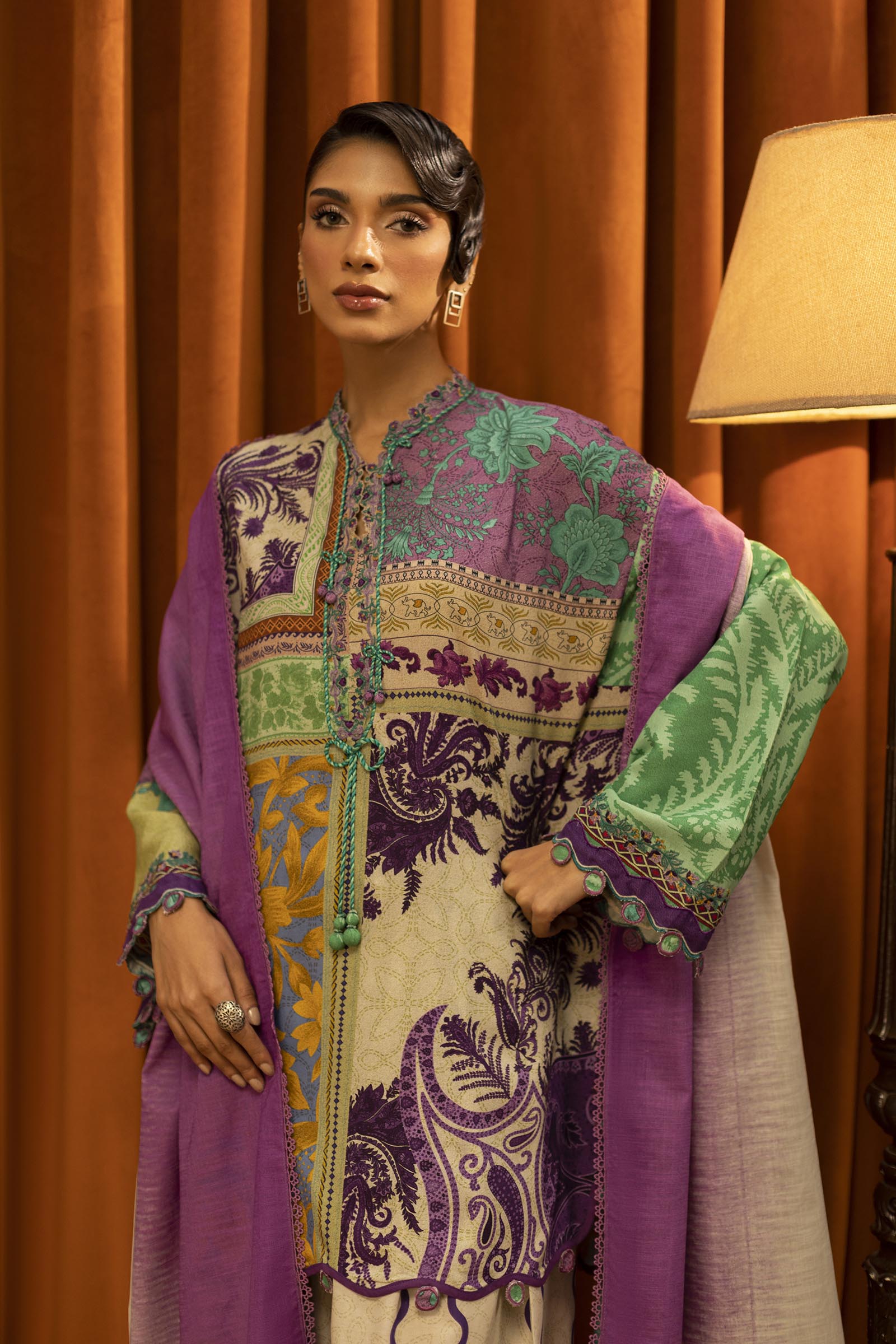 Unstitched Linen Muzlin 3 Piece Suit Secondary image