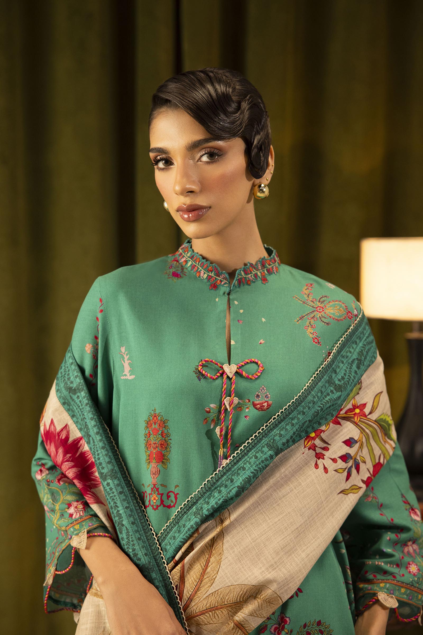Unstitched Linen Muzlin 3 Piece Suit Secondary image