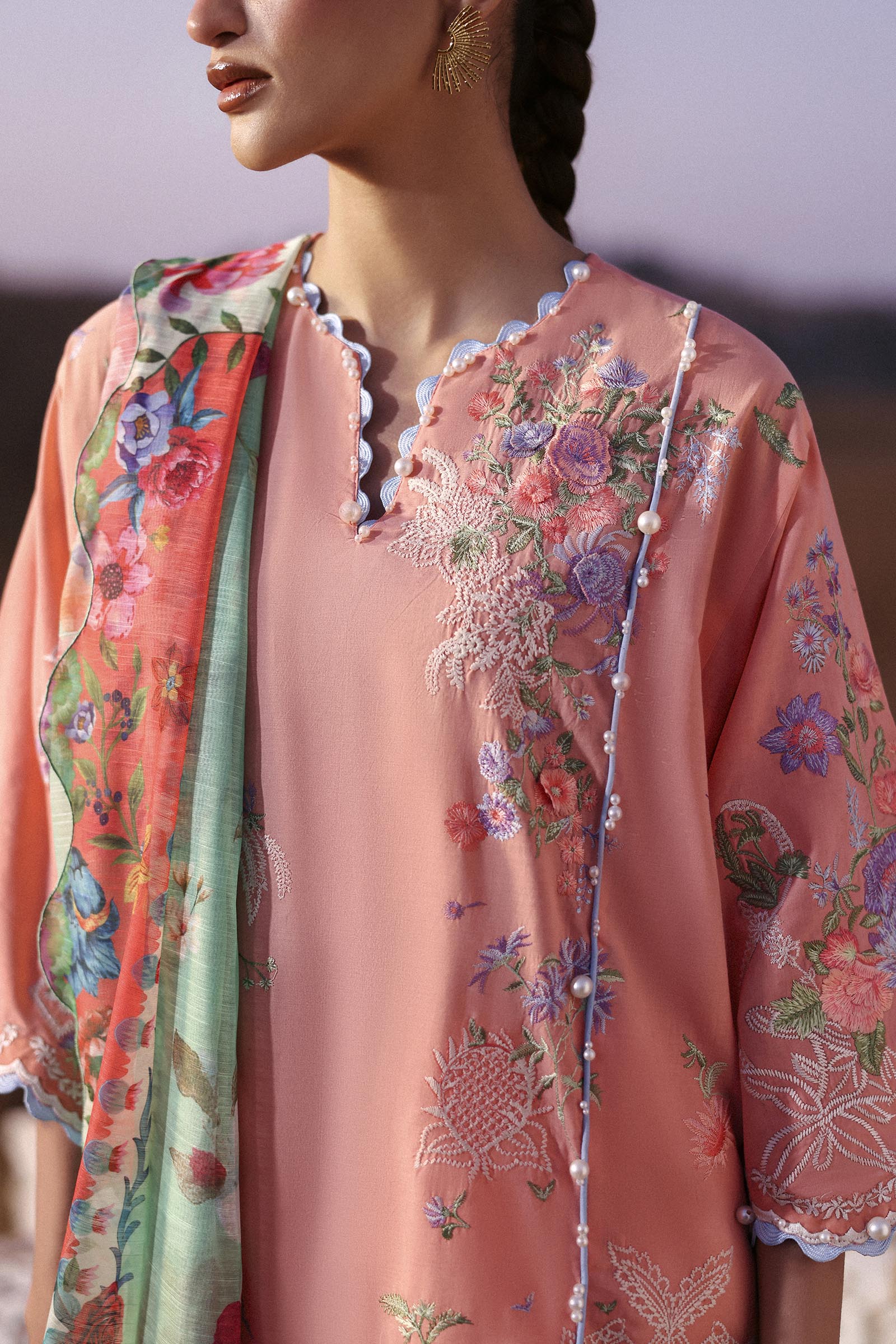 Unstitched Muzlin Lawn 3 Piece Suit