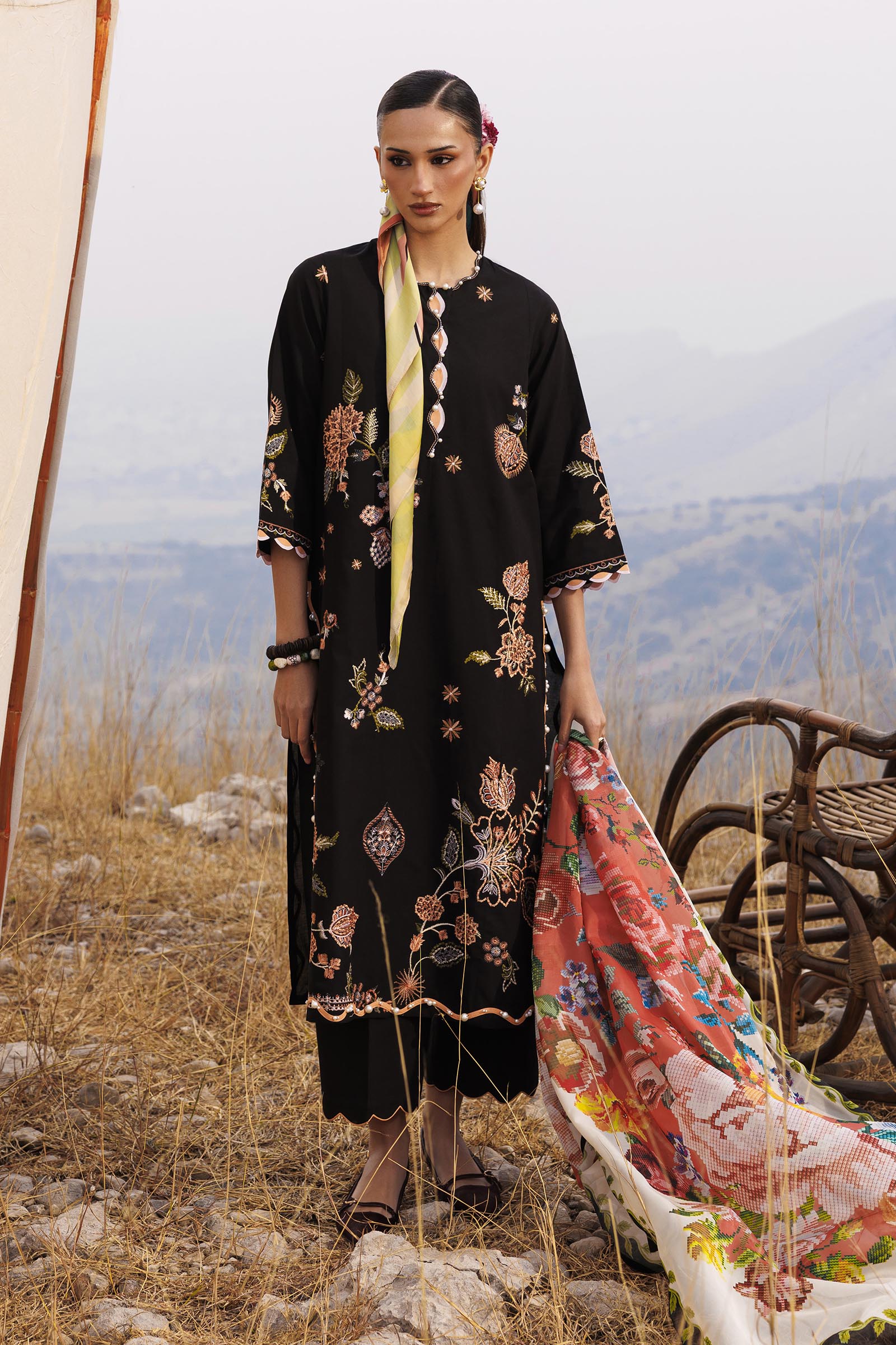 Unstitched Muzlin Lawn 3 Piece Suit