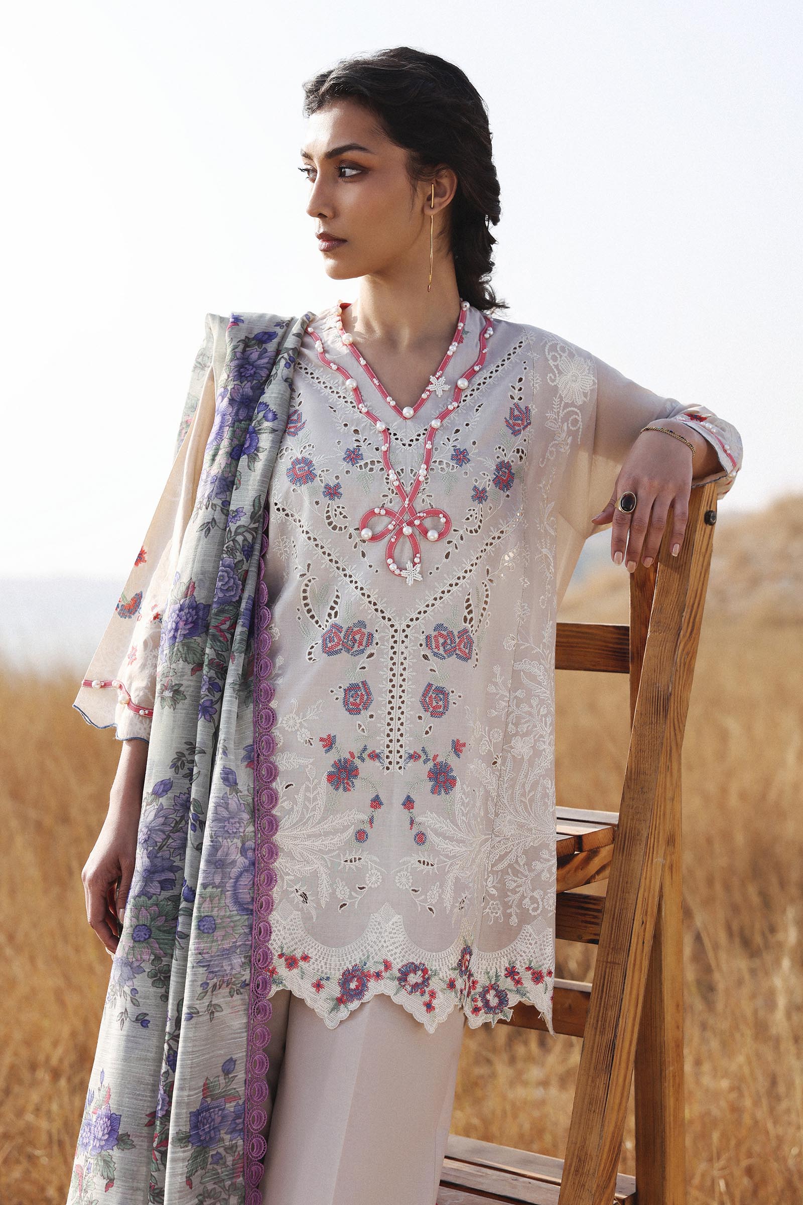 Unstitched Muzlin Lawn 3 Piece Suit
