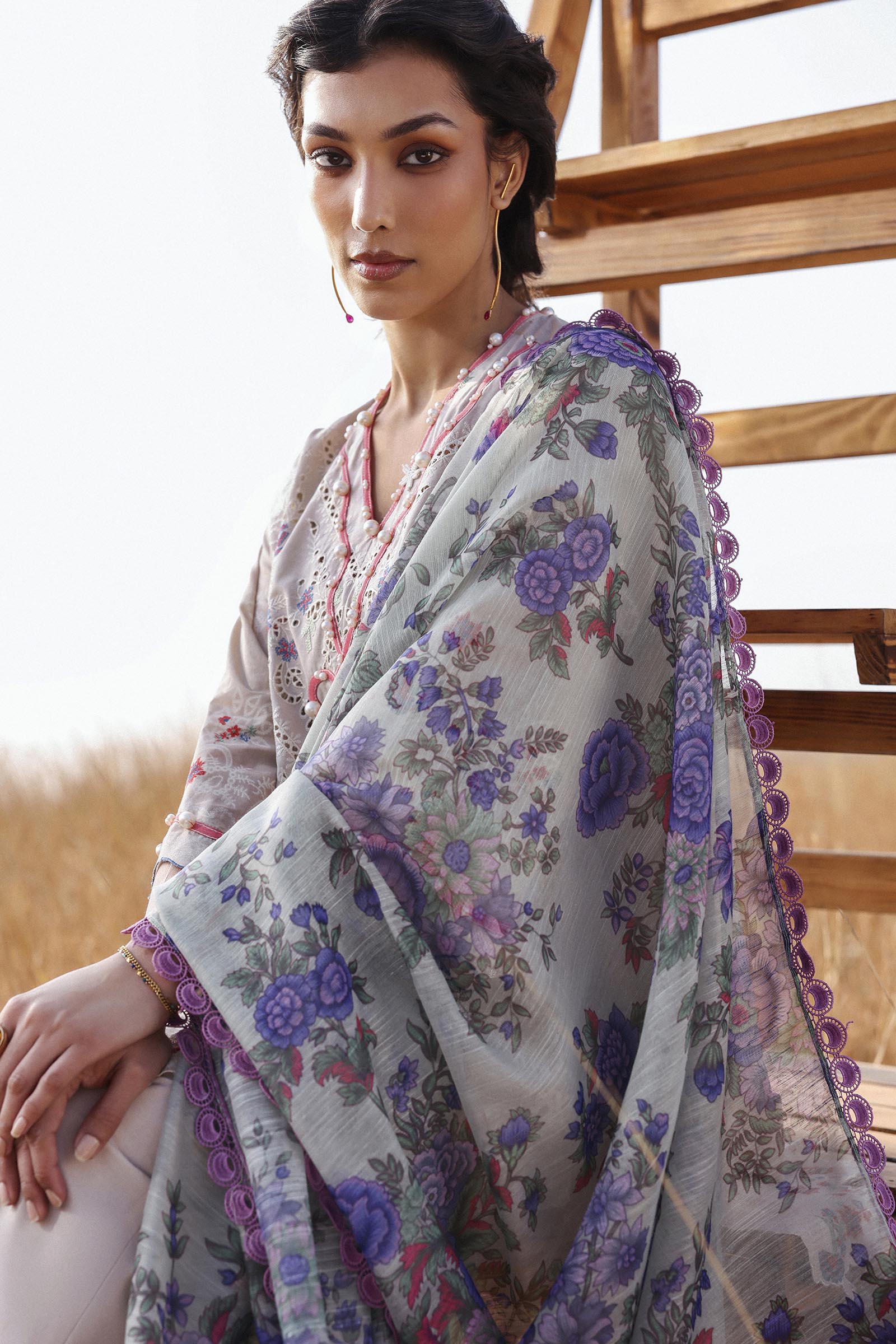 Unstitched Muzlin Lawn 3 Piece Suit
