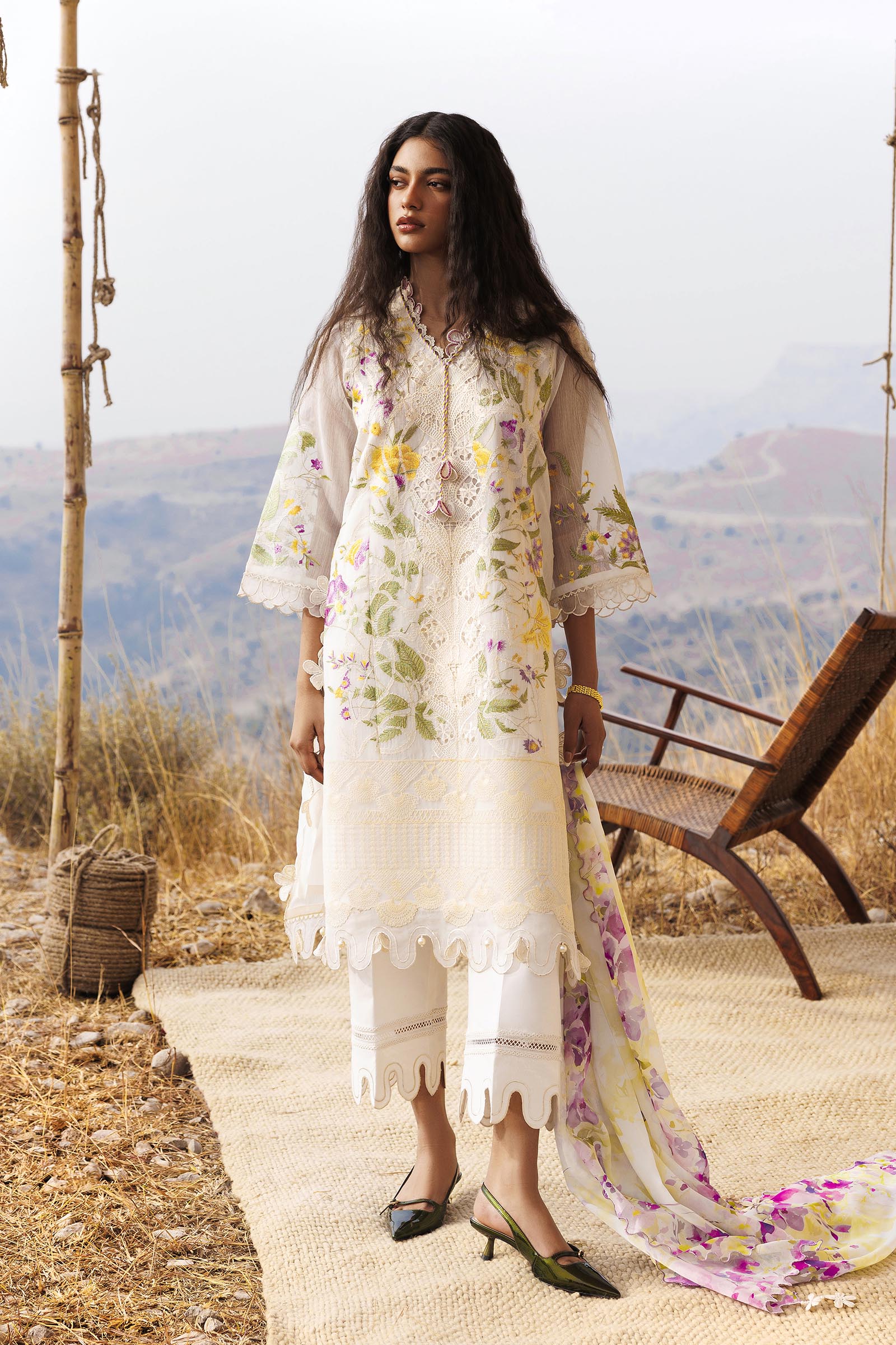 Unstitched Muzlin Woven 3 Piece Suit Main image