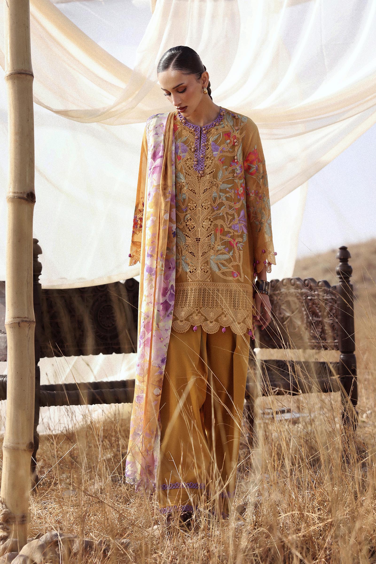 Unstitched Muzlin Woven 3 Piece Suit Secondary image