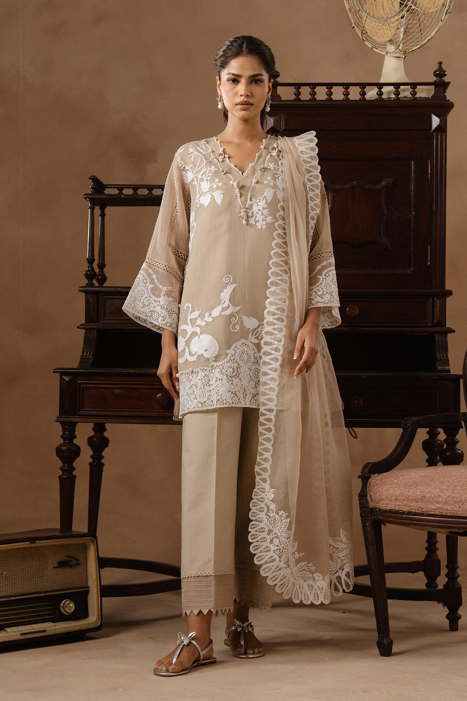 Unstitched Muzlin Woven 3 Piece Suit