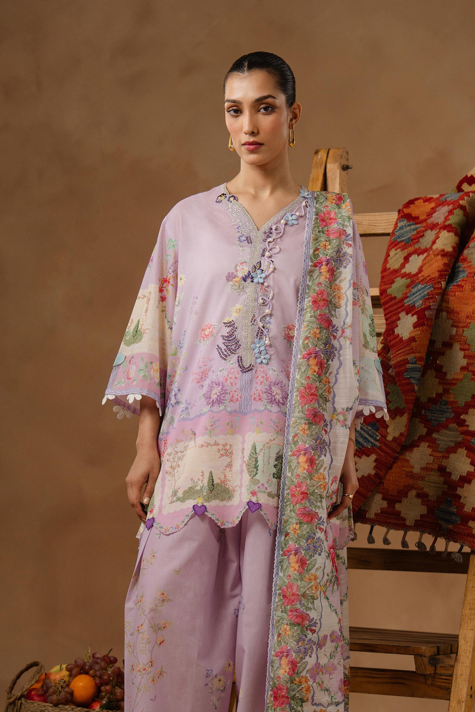 Unstitched Muzlin Lawn 3 Piece Suit Secondary image