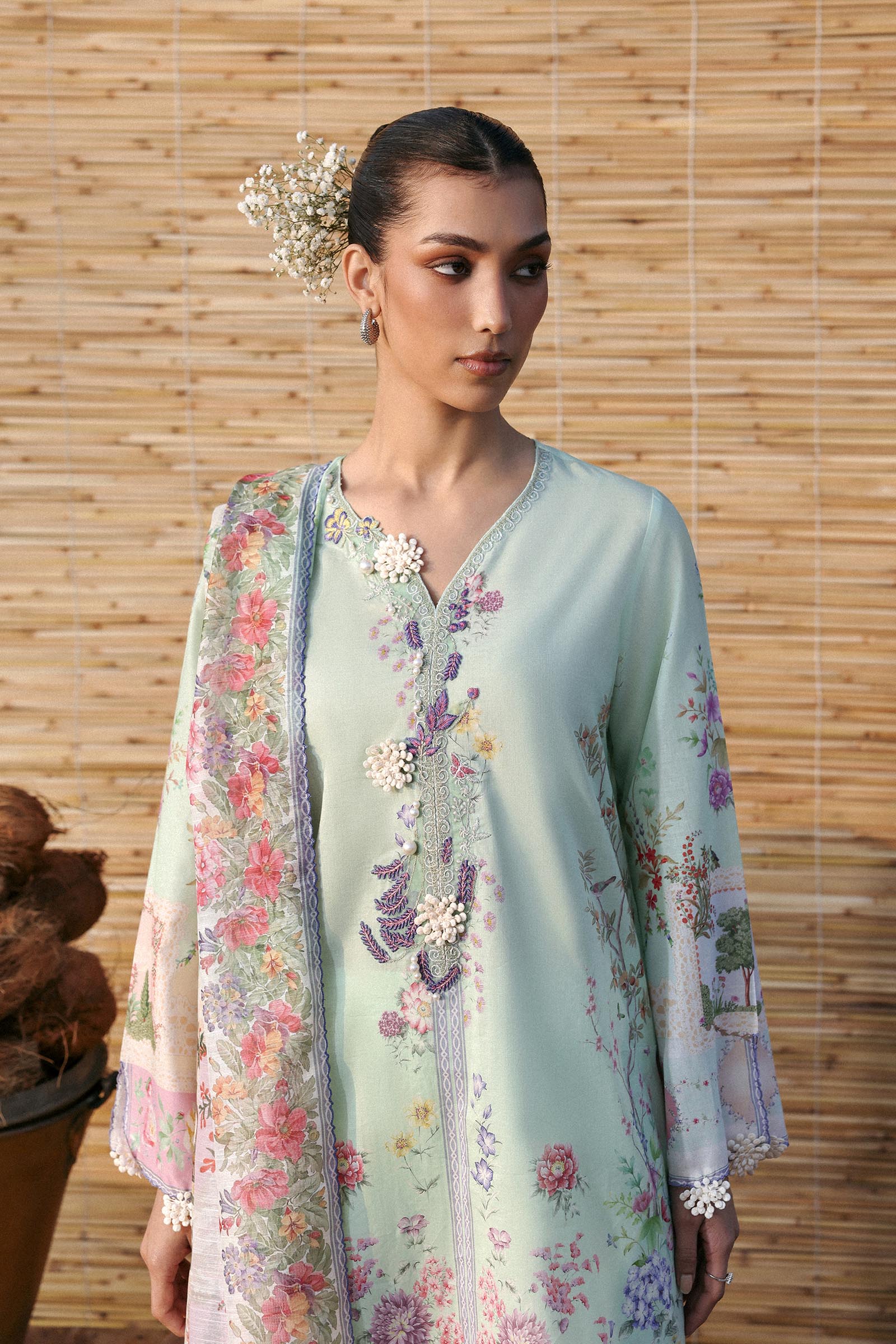 Unstitched Muzlin Lawn 3 Piece Suit Secondary image