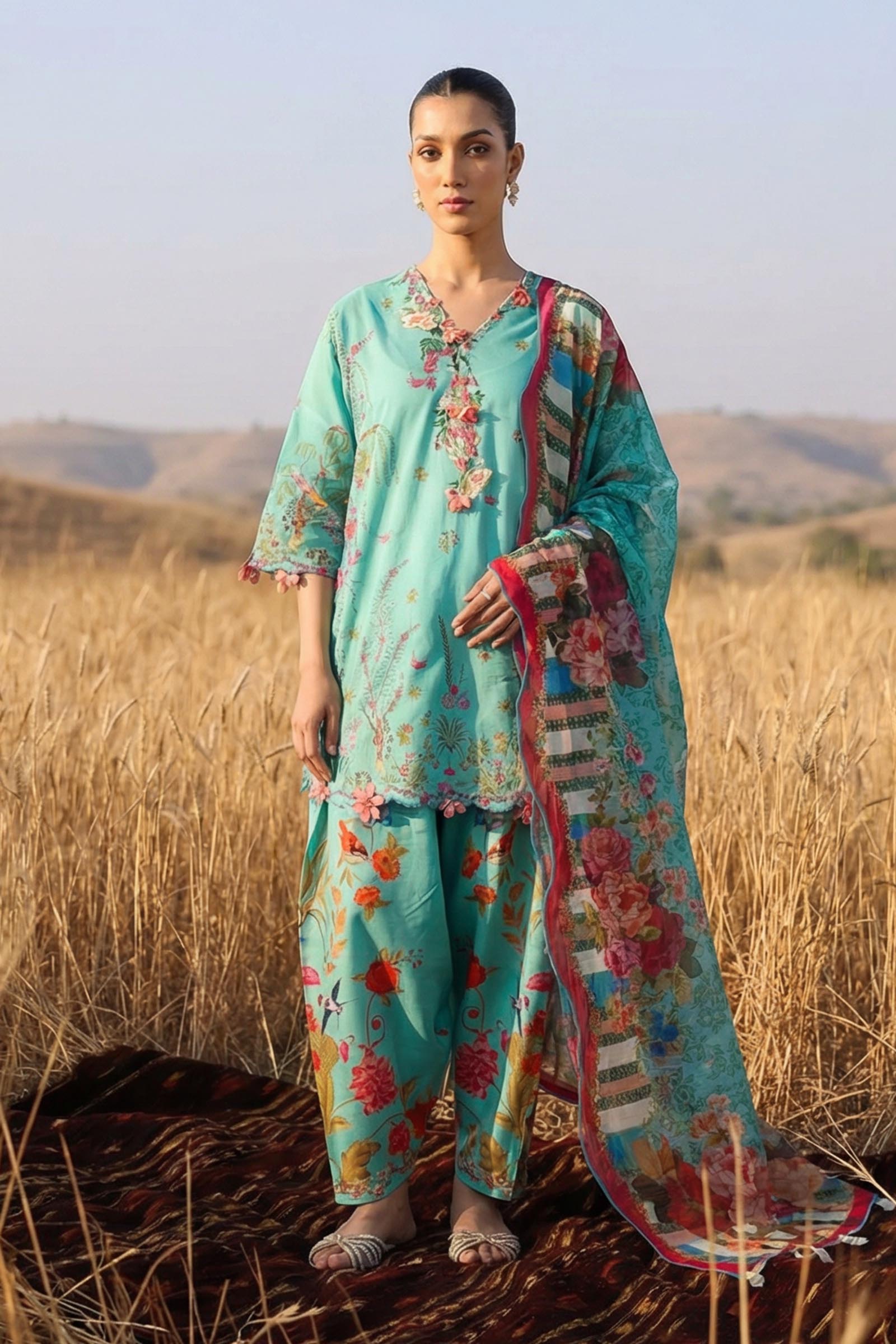 Unstitched Muzlin Lawn 3 Piece Suit Main image