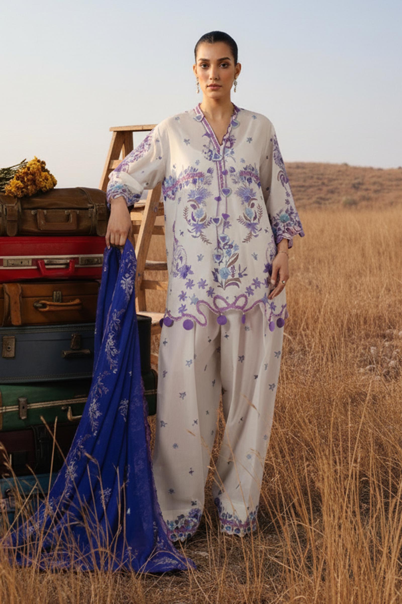 Unstitched Muzlin Lawn 3 Piece Suit Secondary image