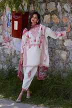 Unstitched Embroidered 3 Piece Muzlin Suit