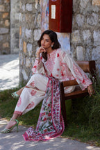 Unstitched Embroidered 3 Piece Muzlin Suit