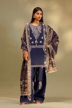 Unstitched Embroidered 3 Piece Muzlin Suit