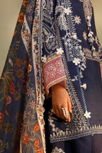 Unstitched Embroidered 3 Piece Muzlin Suit