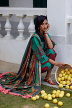 Unstitched Embroidered 3 Piece Muzlin Suit