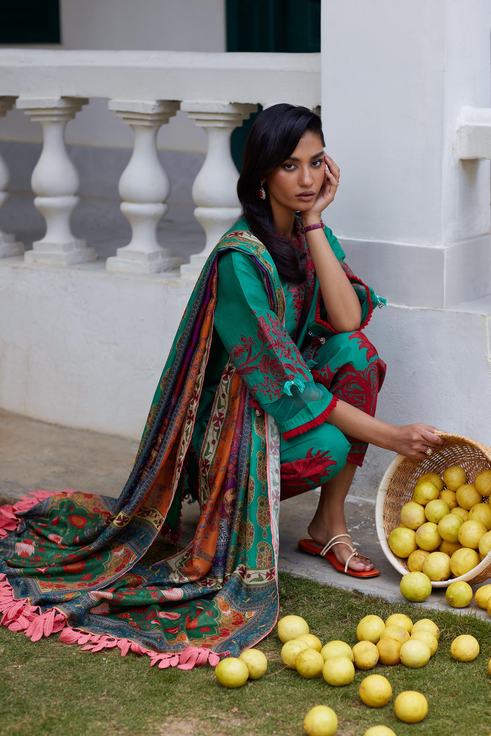 Unstitched Embroidered 3 Piece Muzlin Suit