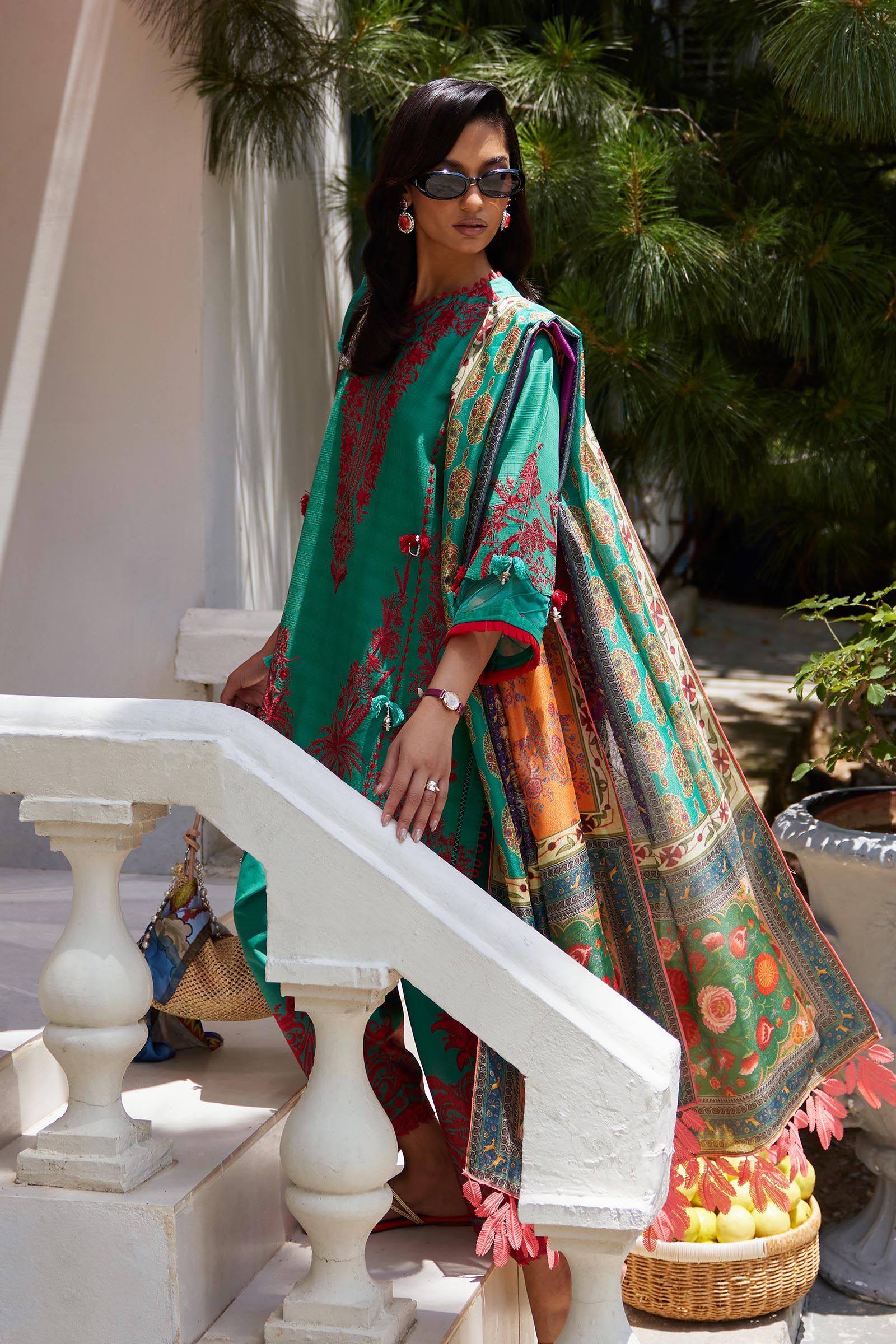 Unstitched Embroidered 3 Piece Muzlin Suit