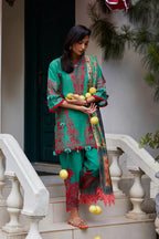 Unstitched Embroidered 3 Piece Muzlin Suit