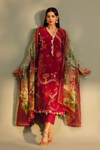 Unstitched Embroidered 3 Piece Muzlin Suit