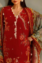 Unstitched Embroidered 3 Piece Muzlin Suit