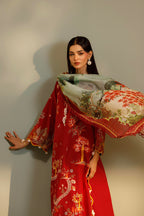 Unstitched Embroidered 3 Piece Muzlin Suit